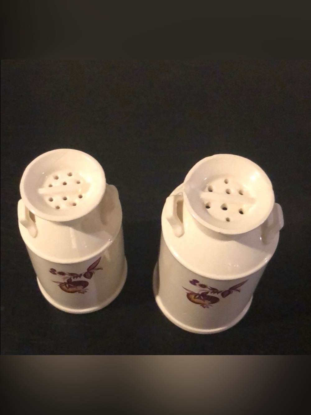 White Ceramic Salt and Pepper Shaker Set with Floral Accent